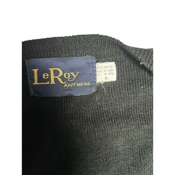 Bonnie Lee LeRoy Size Small Black Floral Embroidered Sweater Vest Cardigan Goth - Picture 5 of 10